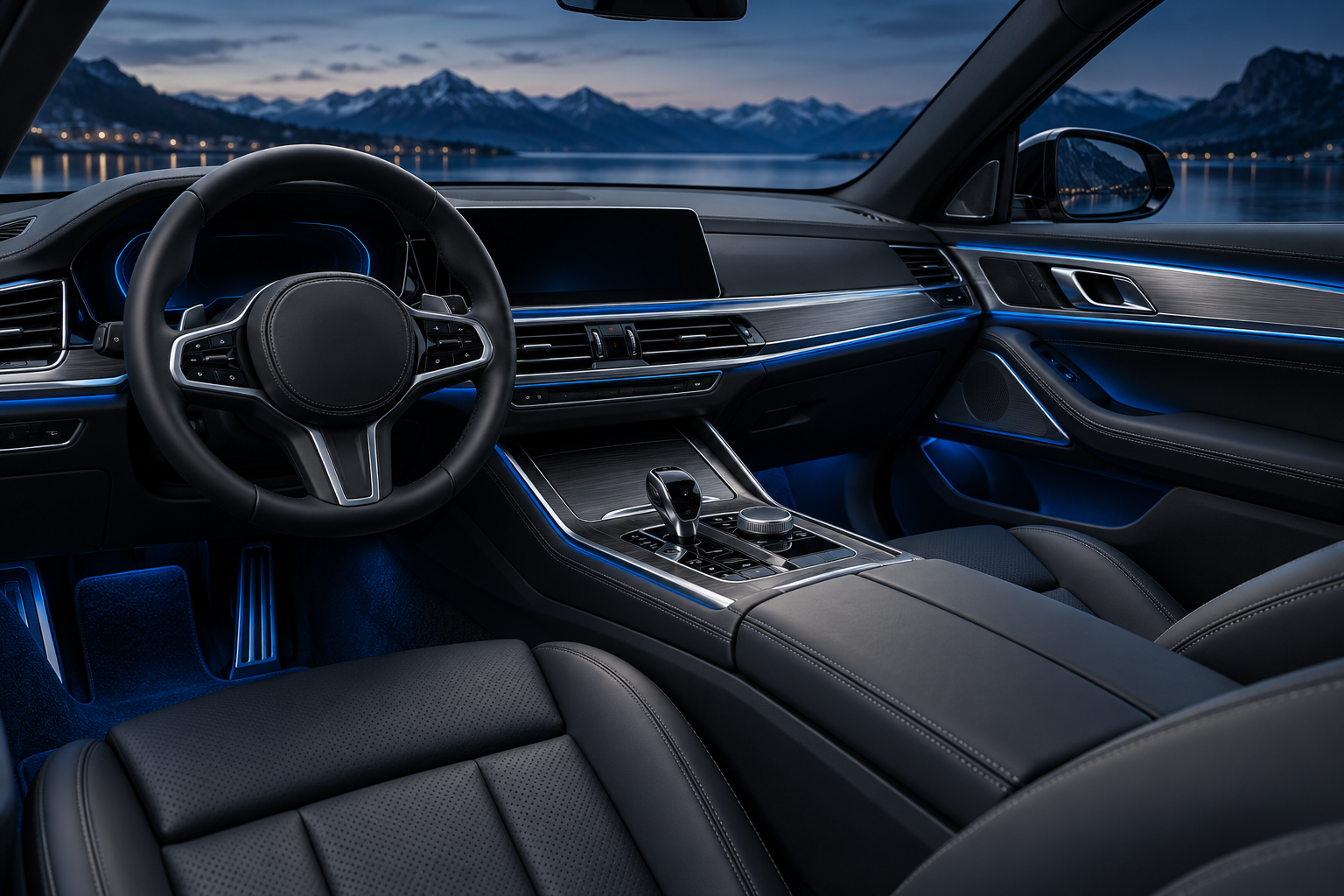 Interior — brendësi premium me ndriçim ambient